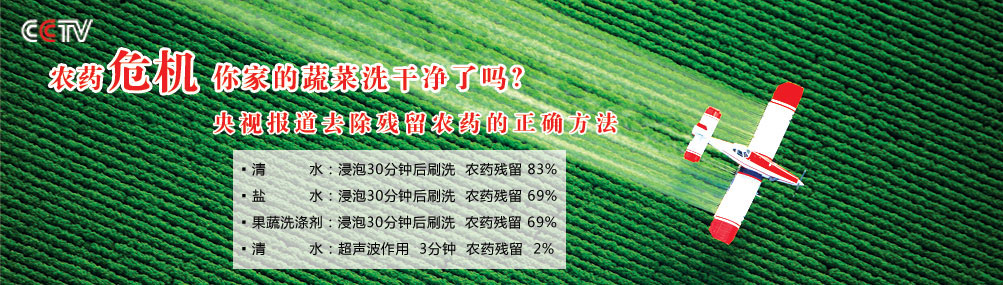 央视：超声波技术清除果蔬农药残留率高达98%